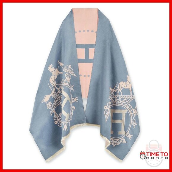 Accessories - Large Silky Cashmere Pashmina Shawl Wrap Reversible Poncho Cape Blanket